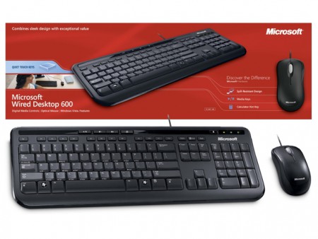 KIT TECLADO E MOUSE MICROSOFT HARDWARE APB-00005 WIRED DESKTOP 600 USB RESISTENTE A LIQUIDO