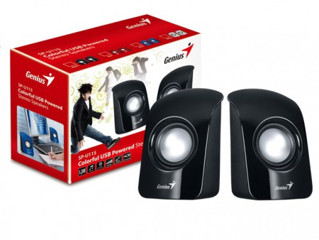 CAIXA DE SOM 2.0 CH GENIUS 31731006100 SP-U115 PRETA ALIMENTACAO USB / AUDIO P2